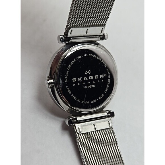 Skagen Denmark 107SGSC Womens Stainless Milanese Quartz Watch Silver New Battery